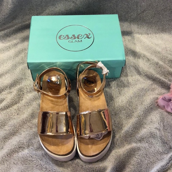 Rose Gold Platform Sandals - Picture 2 of 4